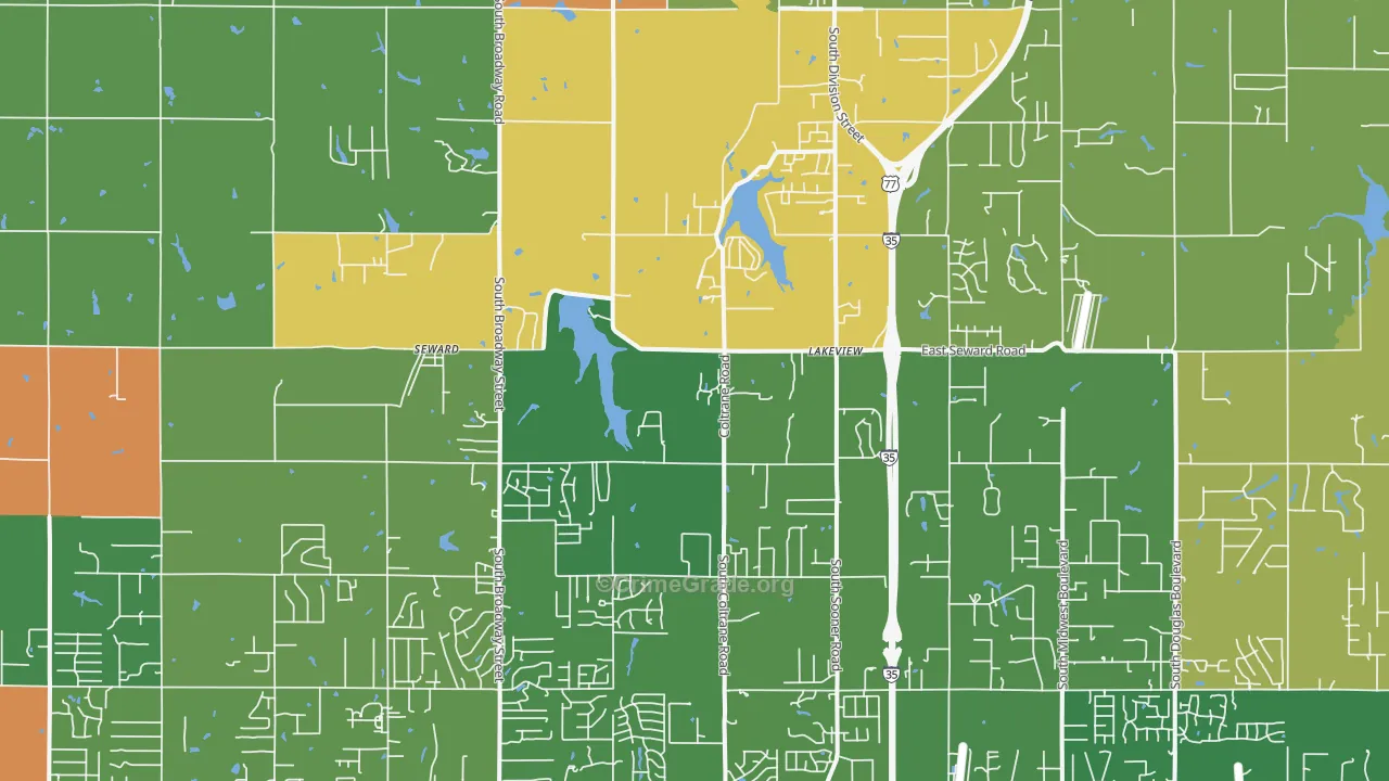 Seward, OK Map of Vandalism Rates