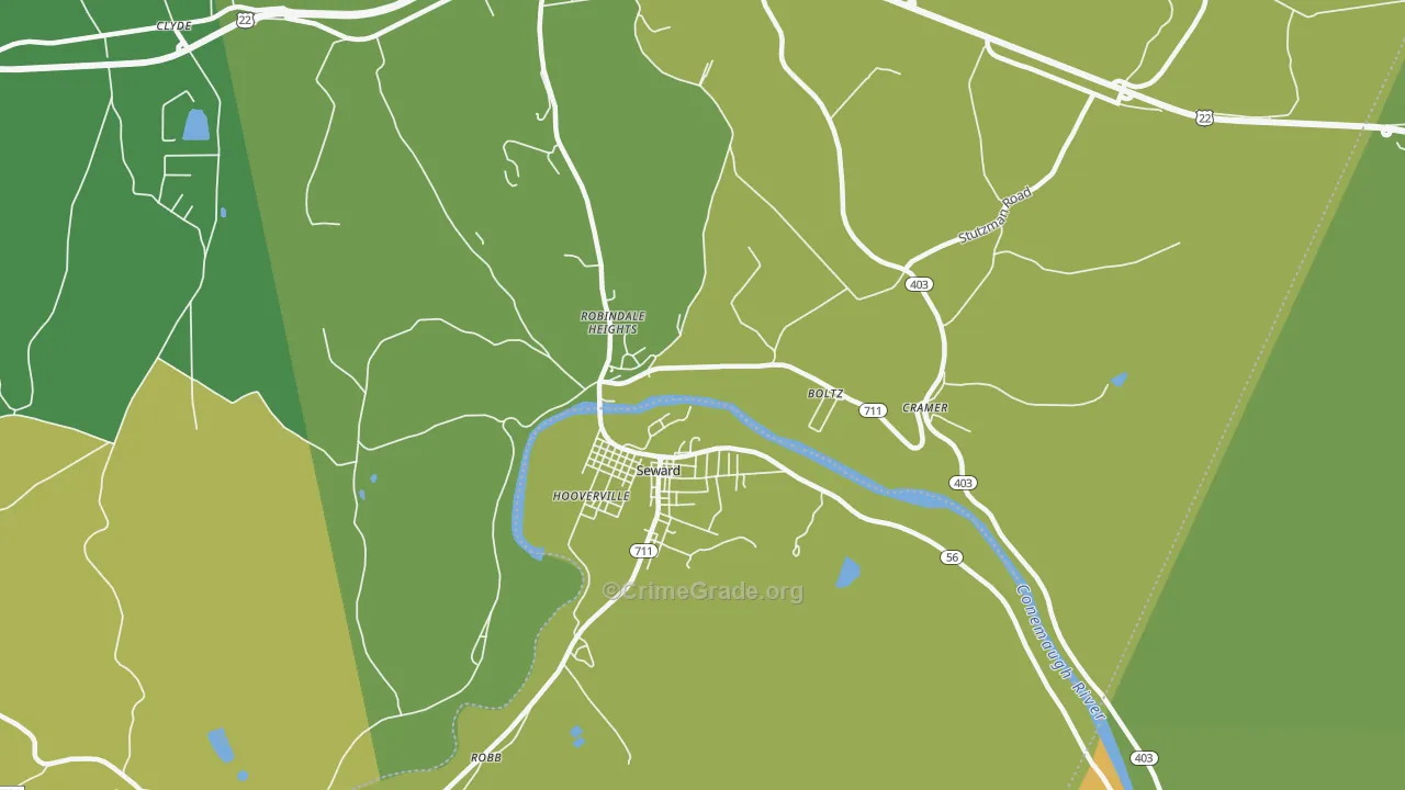 Seward, PA Map of Vandalism Rates