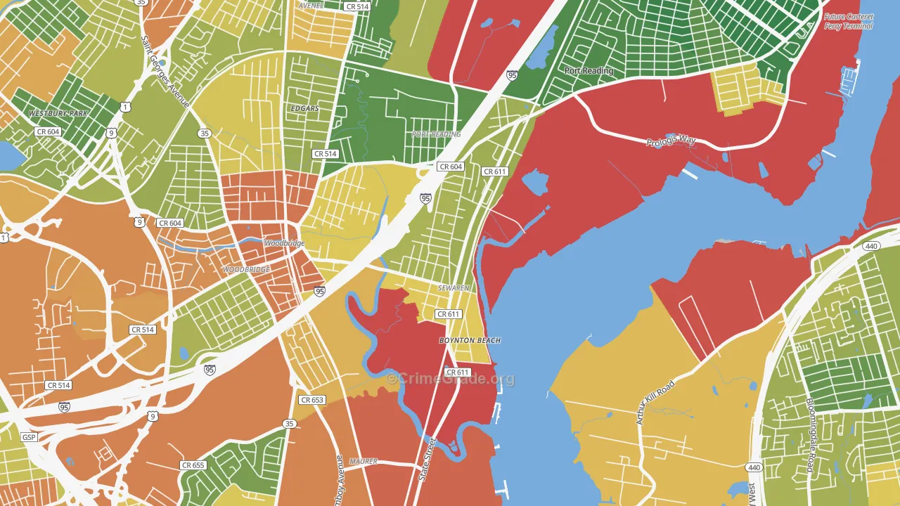 Sewaren, NJ Map of Vandalism Rates