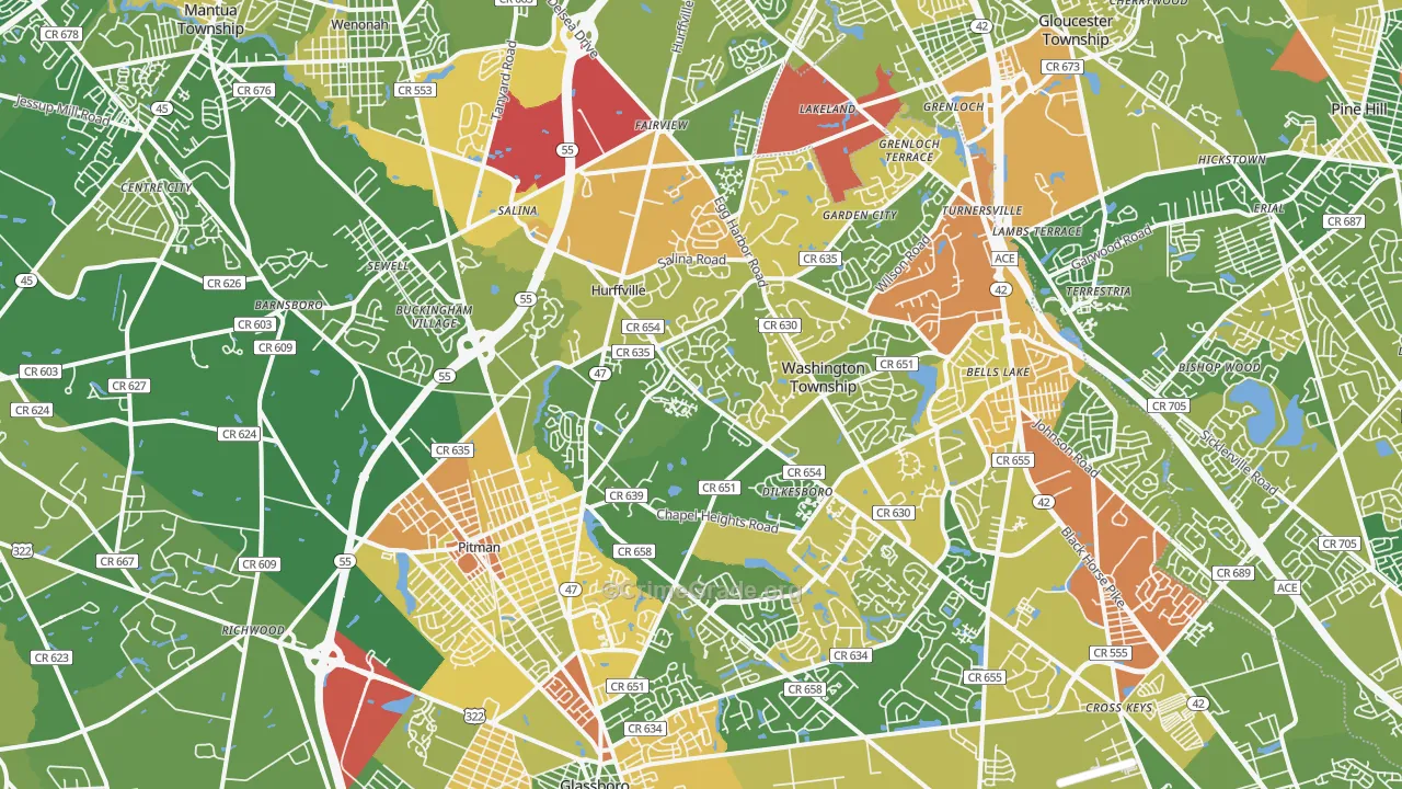 Sewell, NJ Map of Vandalism Rates
