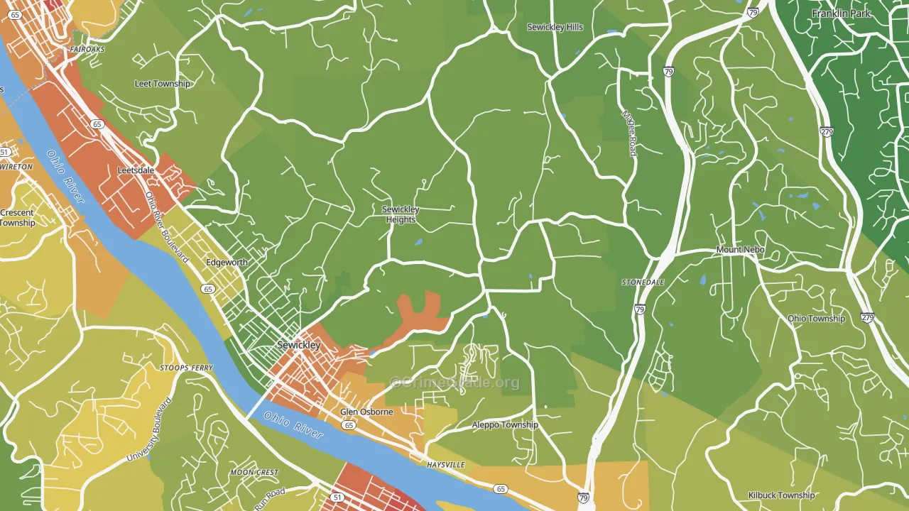 Sewickley Heights, PA Map of Vandalism Rates