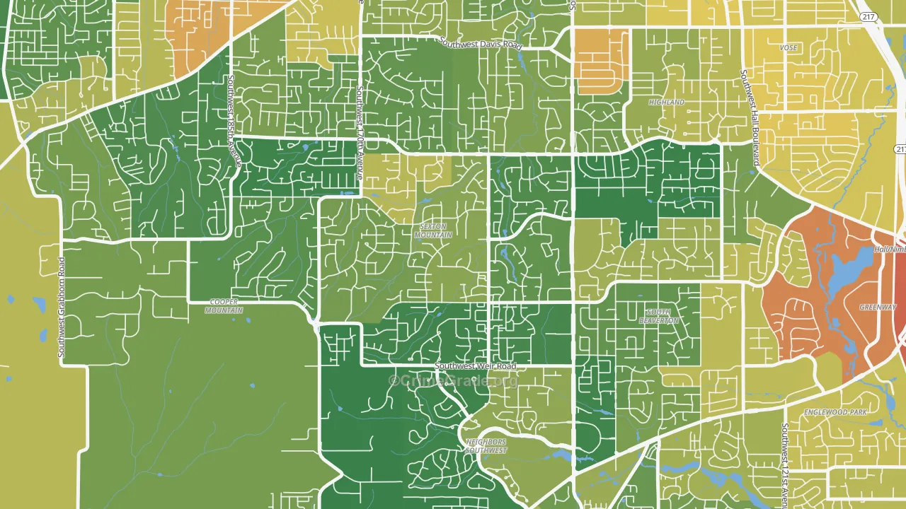 Sexton Mountain, Beaverton, OR Map of Vandalism Rates