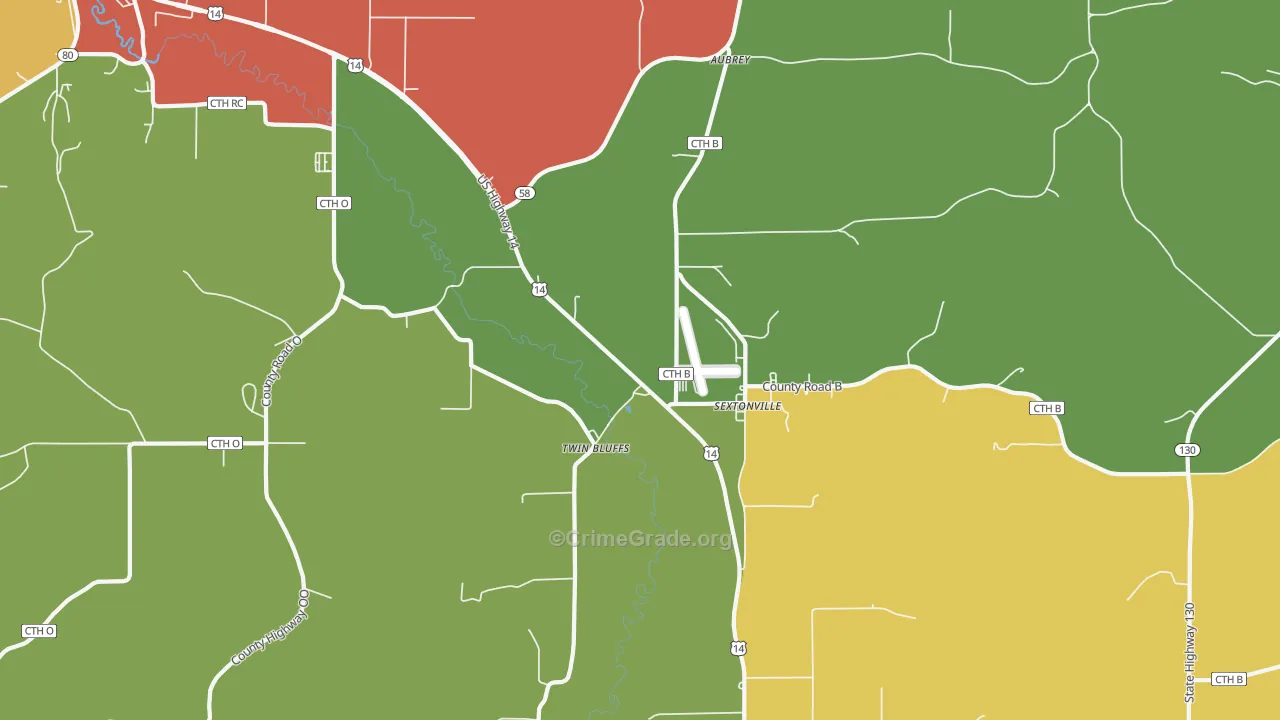 Sextonville, WI Map of Vandalism Rates