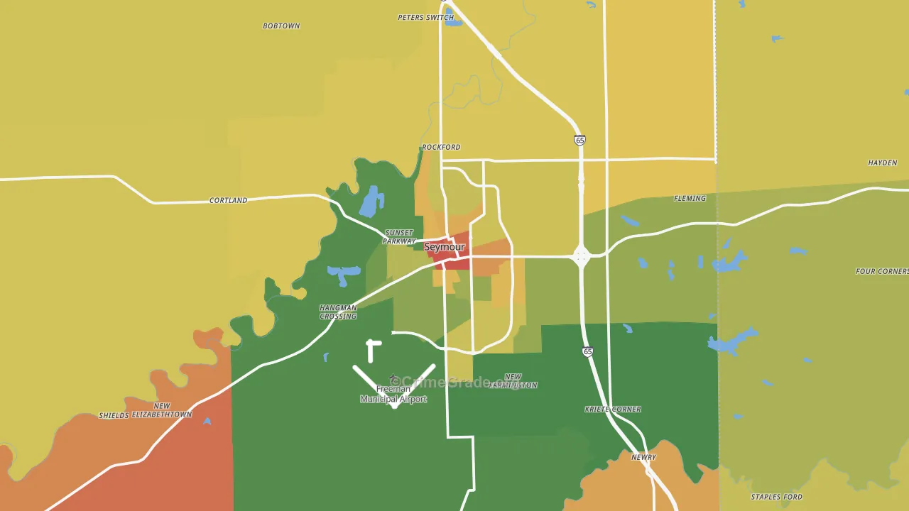 Seymour, IN Map of Vandalism Rates