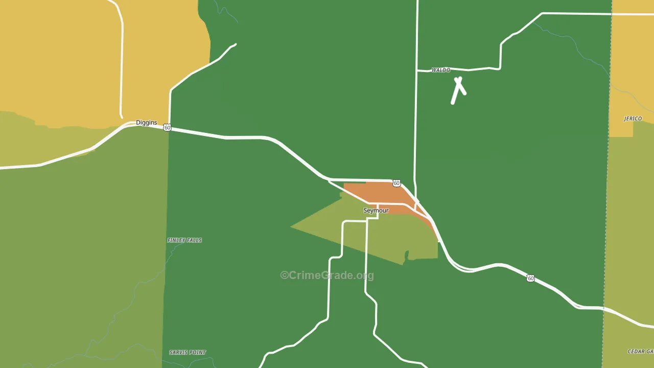 Seymour, MO Map of Vandalism Rates