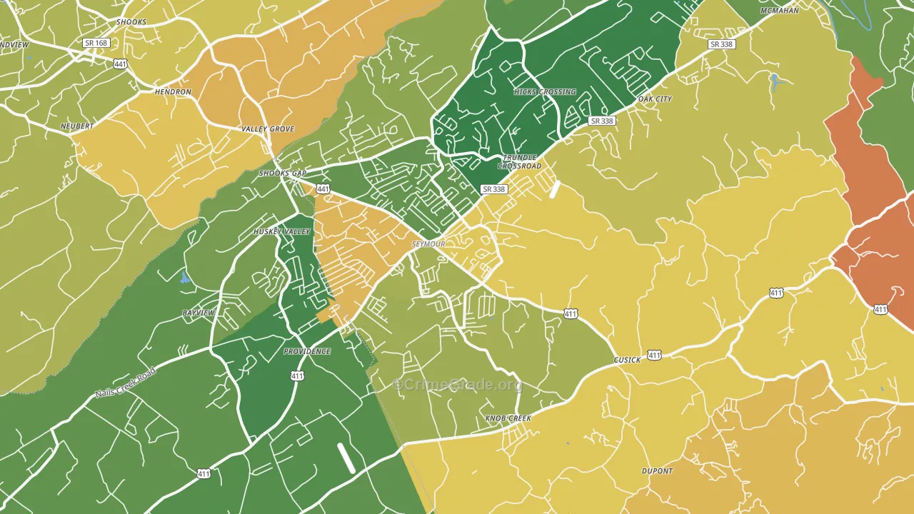 Seymour, TN Map of Vandalism Rates