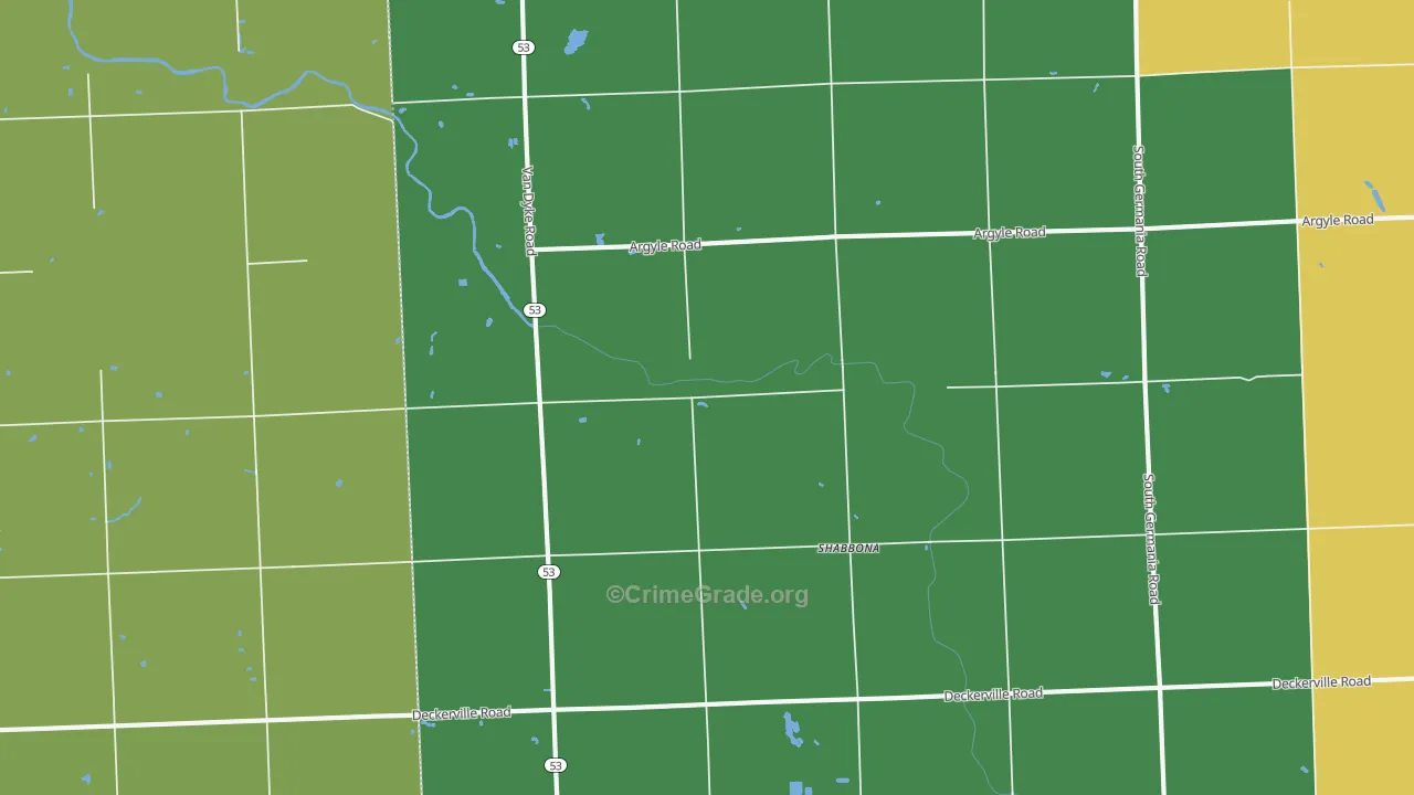 Shabbona, MI Map of Vandalism Rates