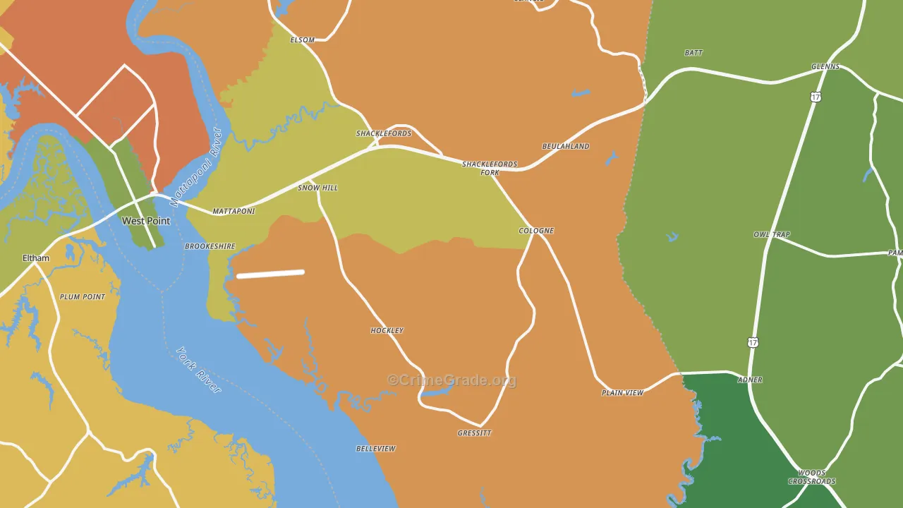 Shacklefords, VA Map of Vandalism Rates