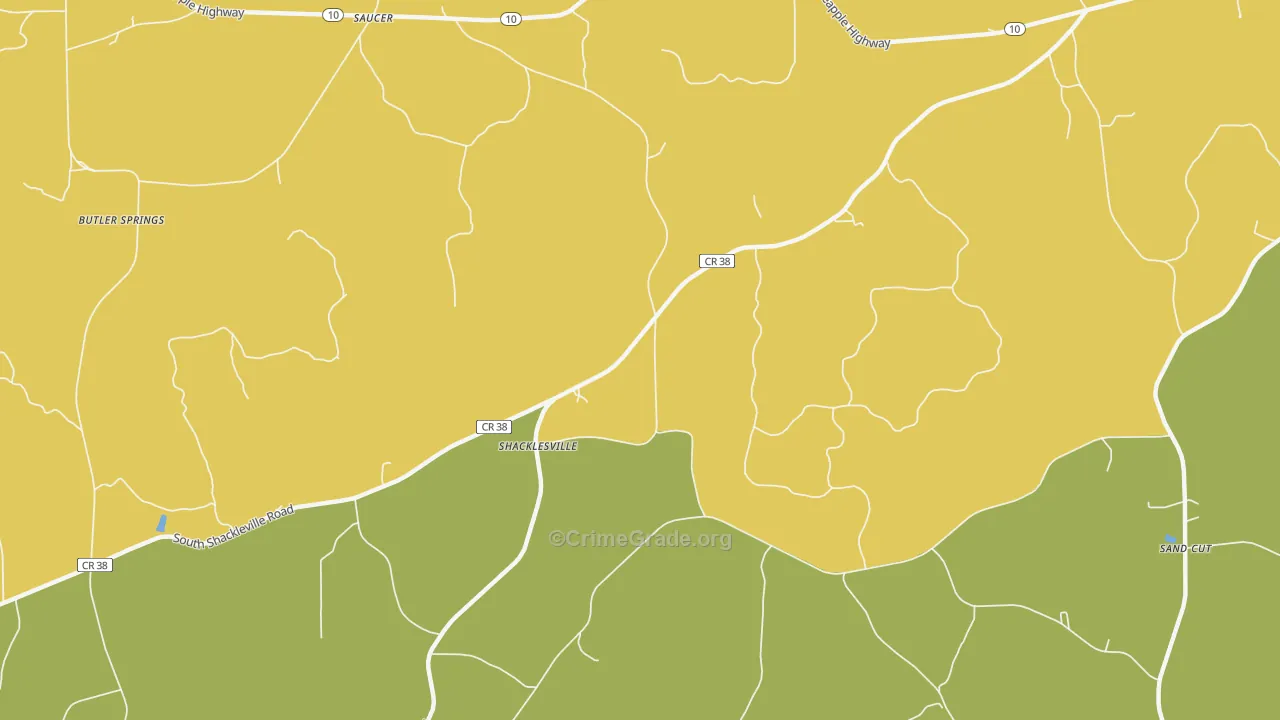 Shacklesville, AL Map of Vandalism Rates