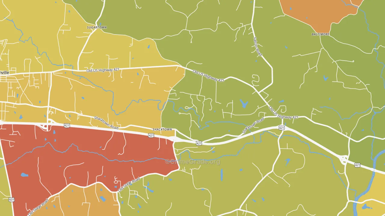 Shacktown, NC Map of Vandalism Rates