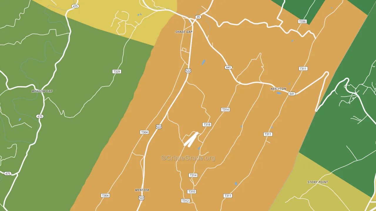 Shade Gap, PA Map of Vandalism Rates