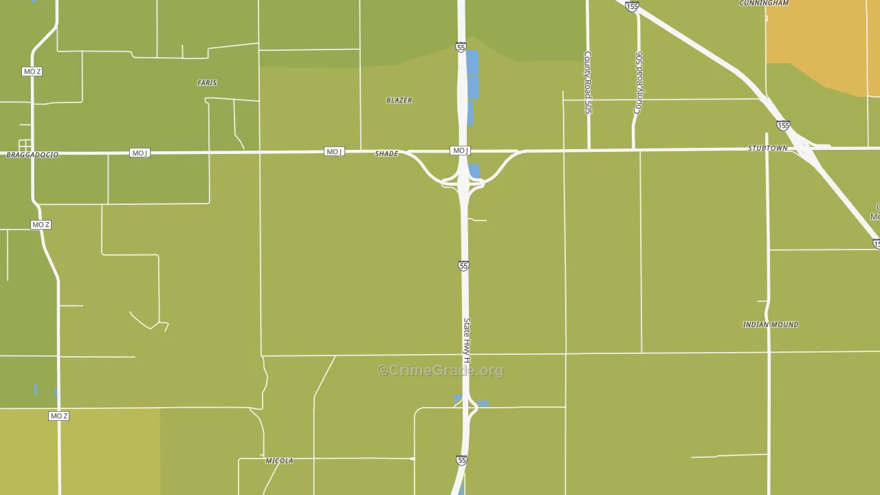 Shade, MO Map of Vandalism Rates