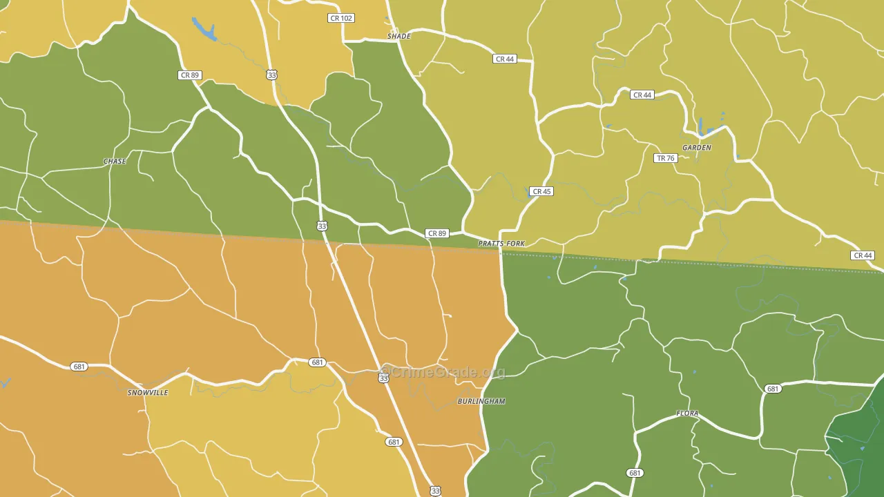 Shade, OH Map of Vandalism Rates