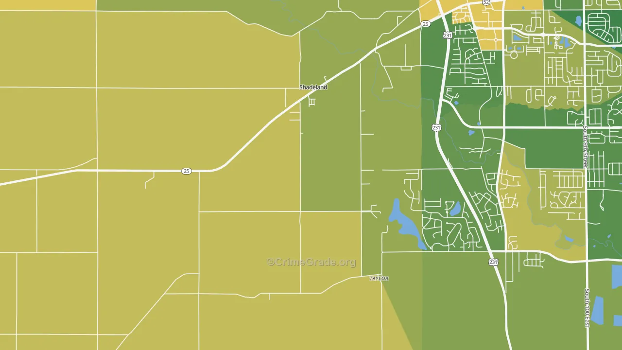 Shadeland, IN Map of Vandalism Rates