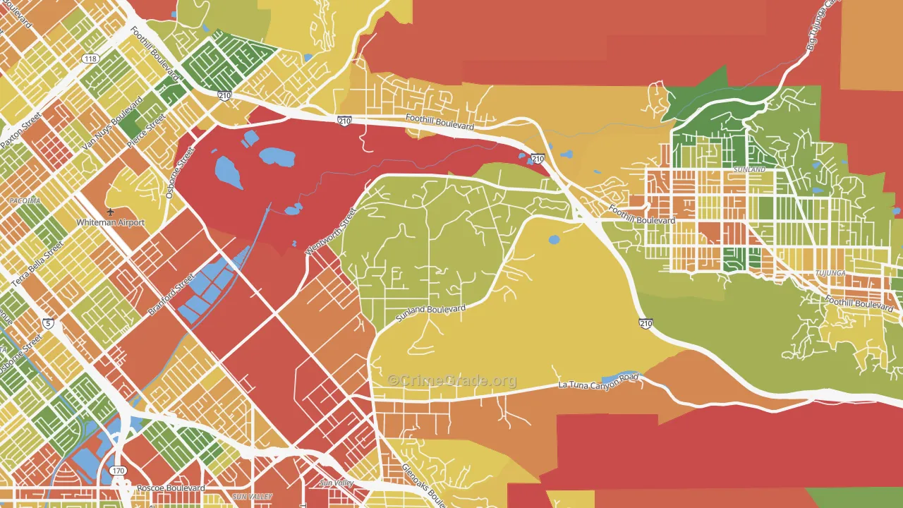 Shadow Hills, Sunland, CA Map of Vandalism Rates