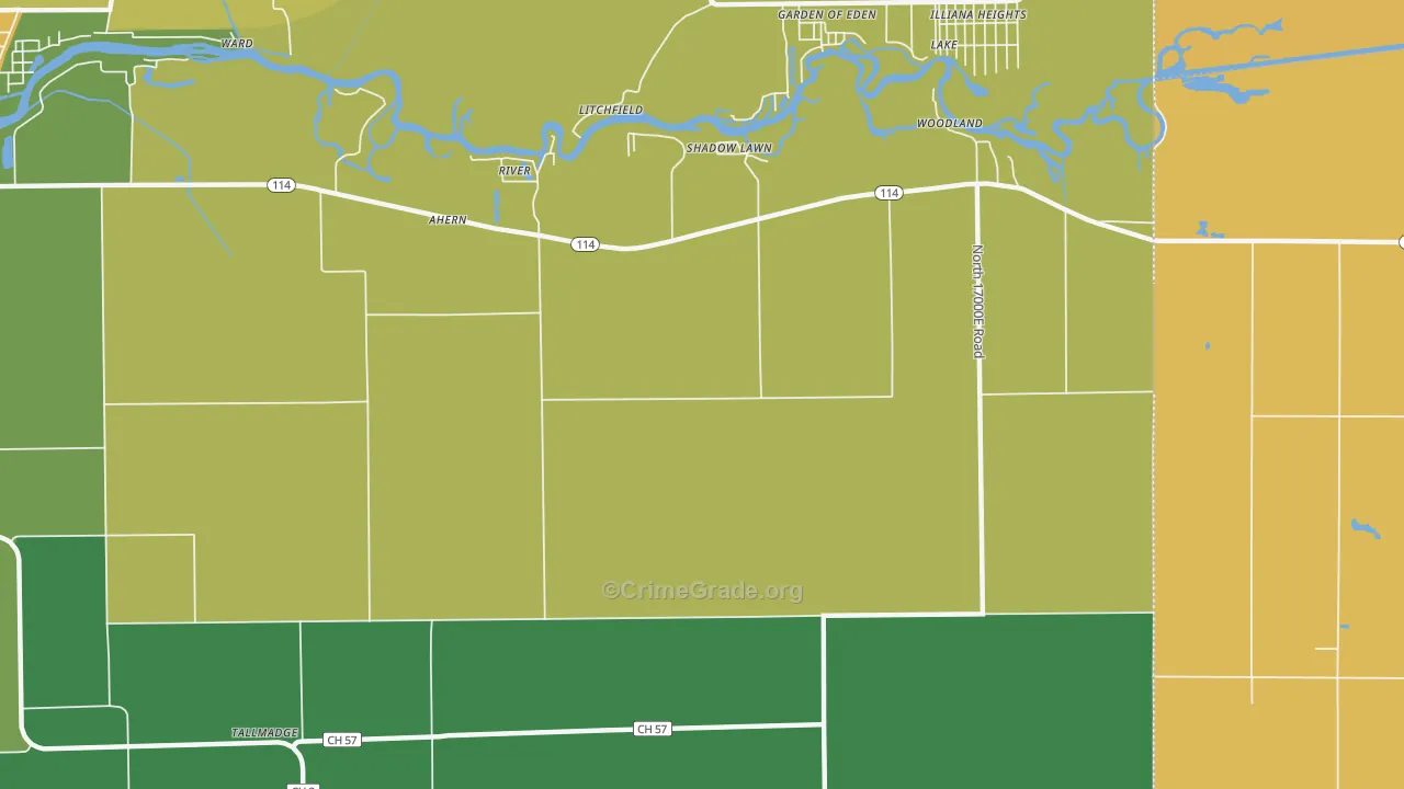 Shadow Lawn, IL Map of Vandalism Rates