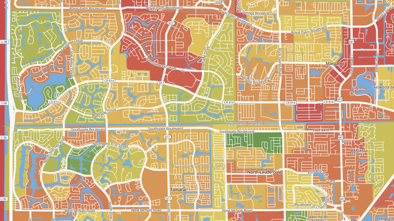 Shadow Wood, Coral Springs, FL Map of Vandalism Rates