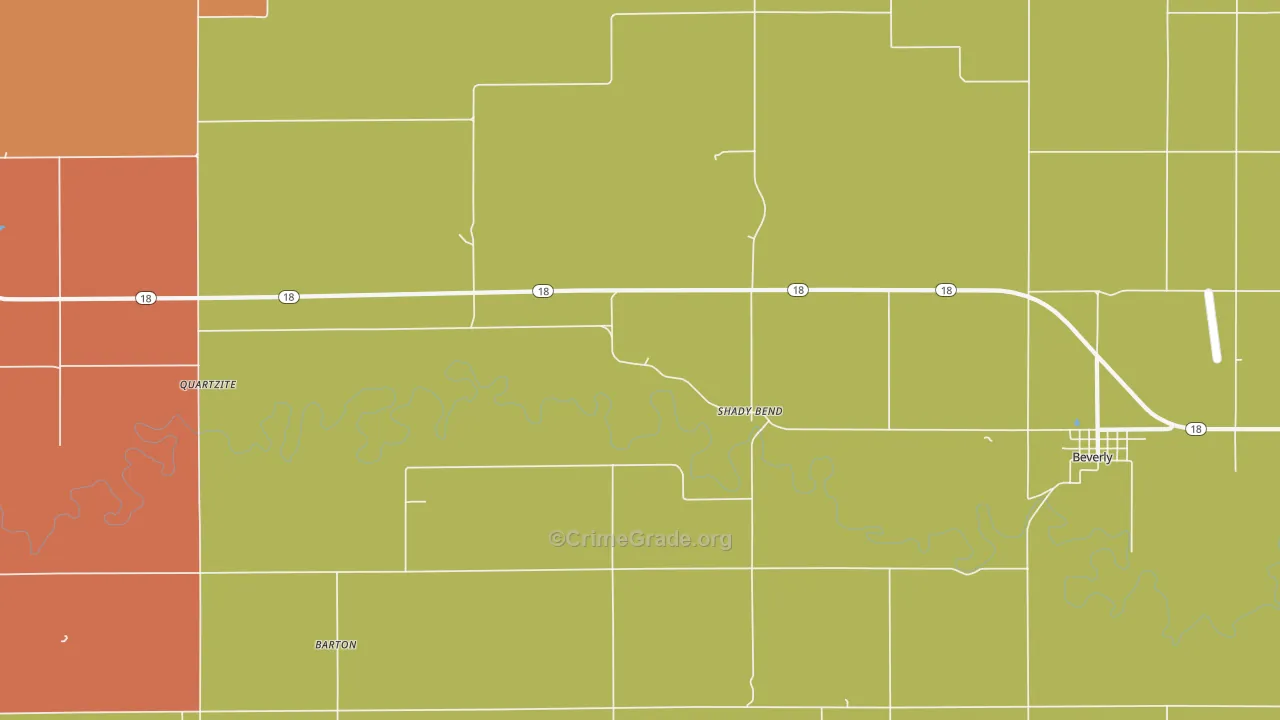 Shady Bend, KS Map of Vandalism Rates