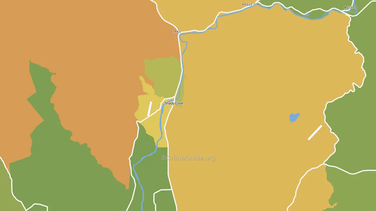 Shady Cove, OR Map of Vandalism Rates