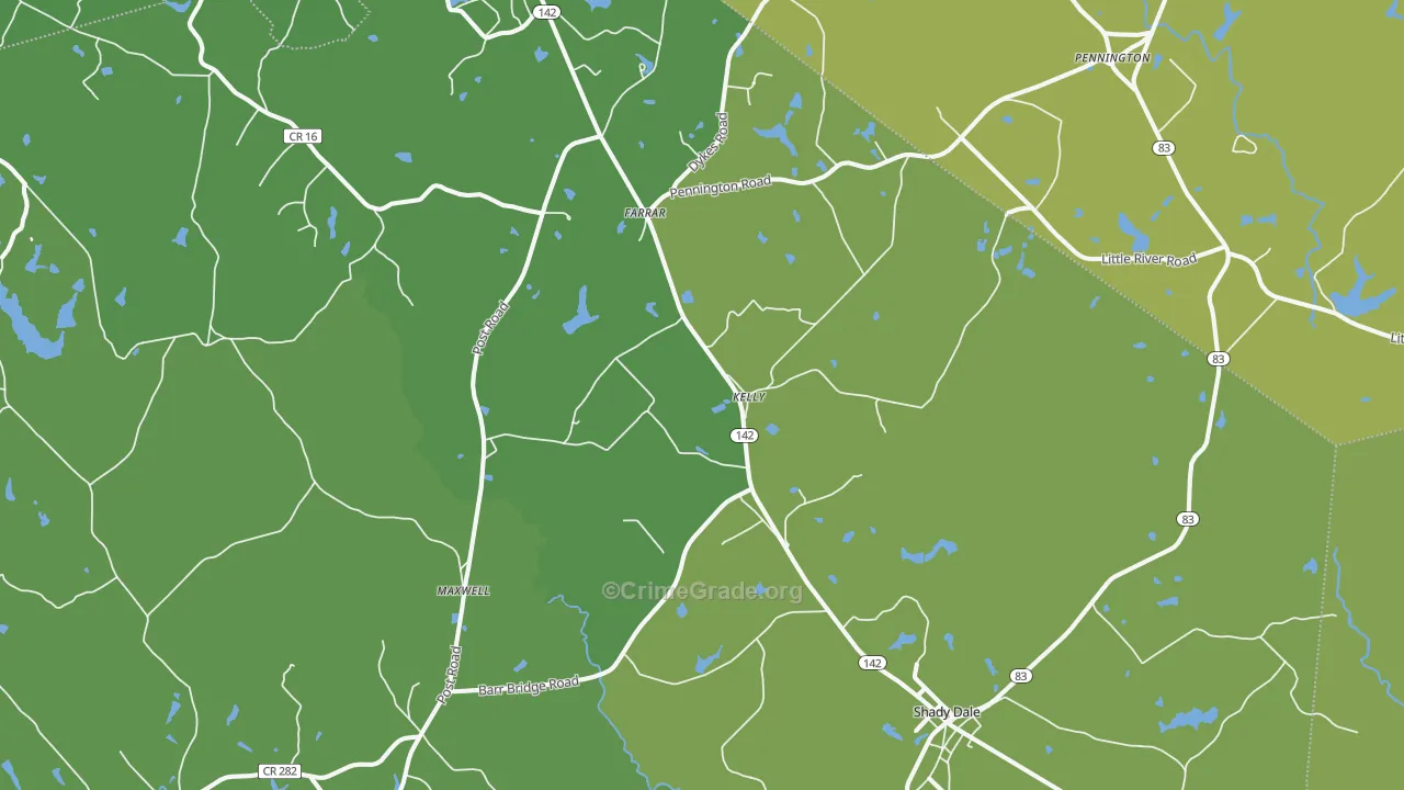 Shady Dale, GA Map of Vandalism Rates