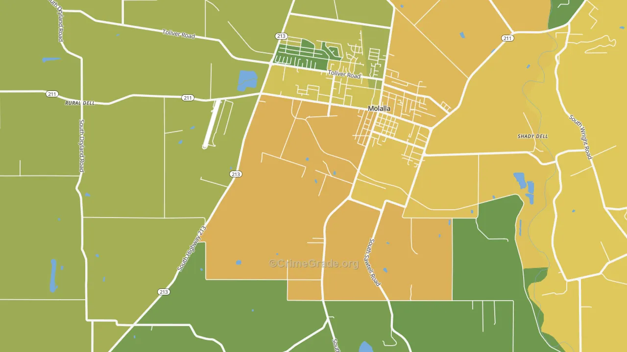 Shady Dell, OR Map of Vandalism Rates