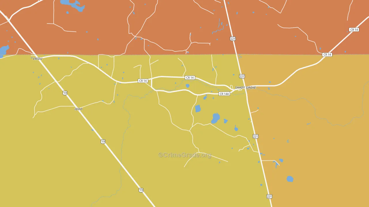 Shady Grove, FL Map of Vandalism Rates