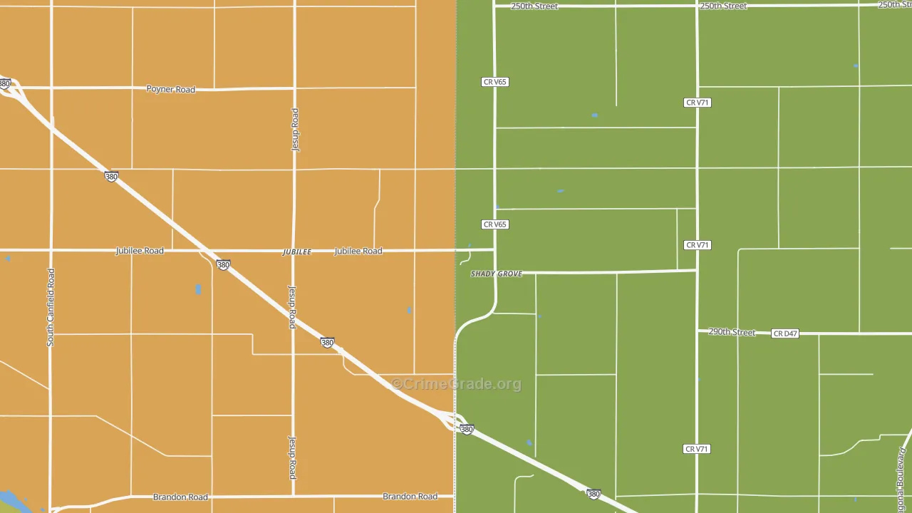 Shady Grove, IA Map of Vandalism Rates