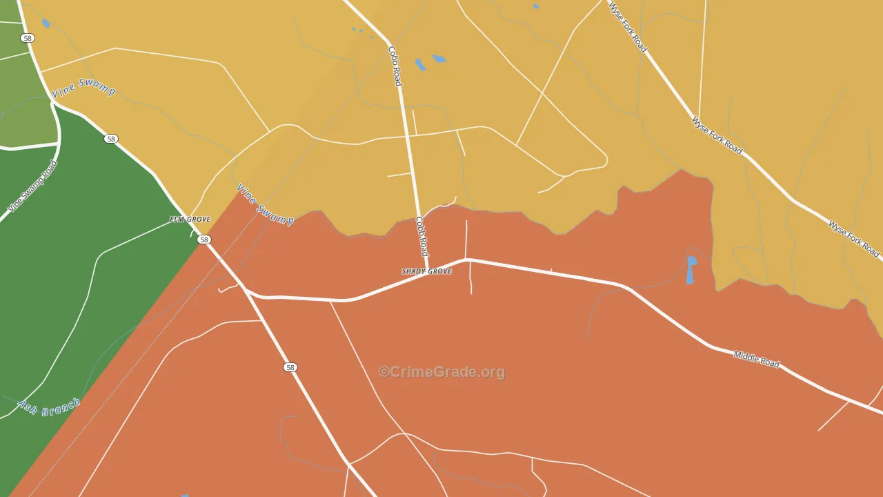Shady Grove, NC Map of Vandalism Rates