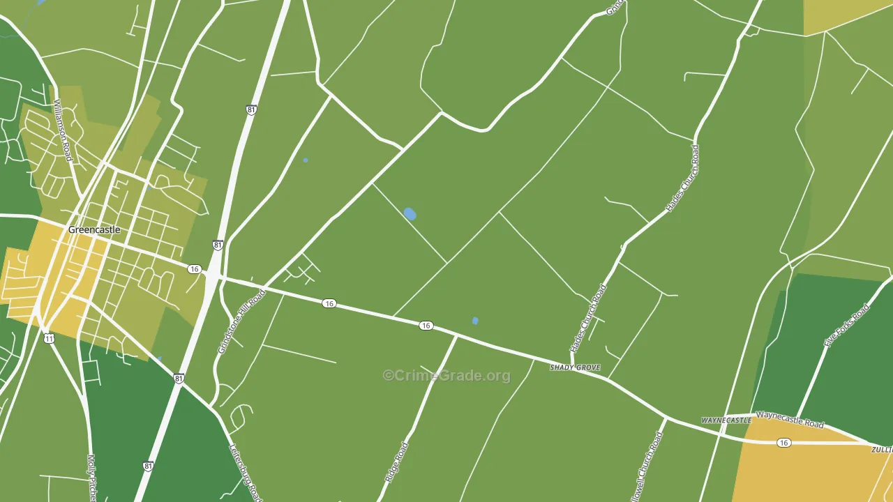 Shady Grove, PA Map of Vandalism Rates