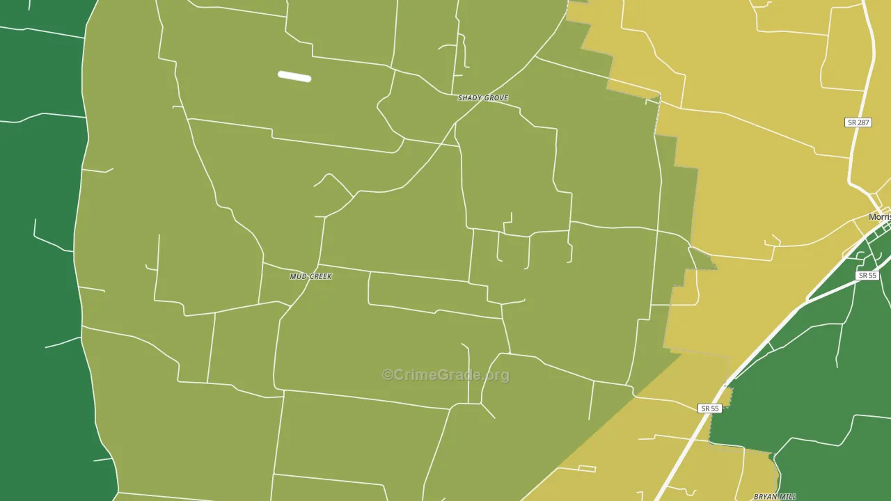 Shady Grove, TN Map of Vandalism Rates