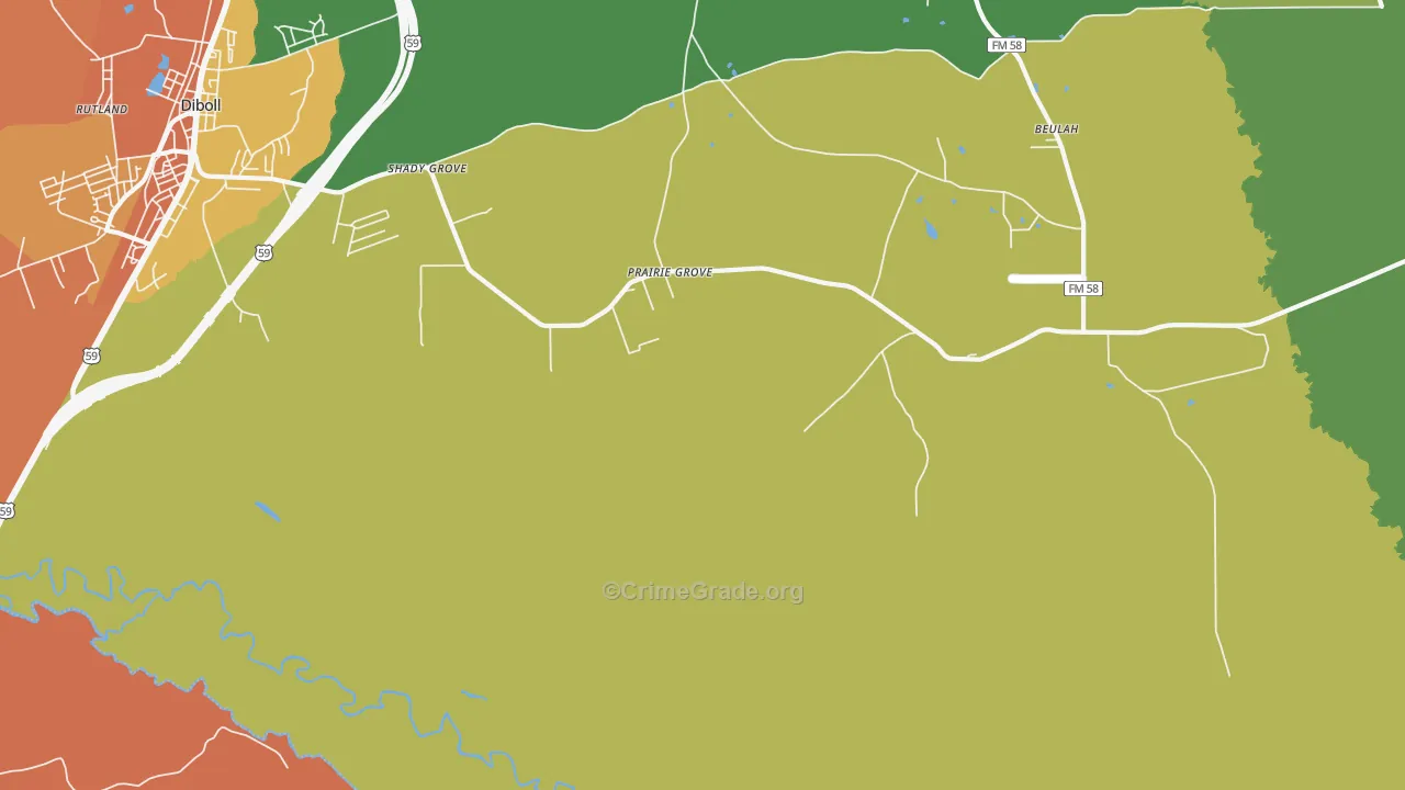 Shady Grove, TX Map of Vandalism Rates