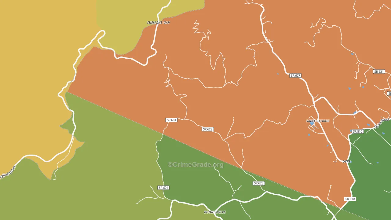 Shady Grove, VA Map of Vandalism Rates