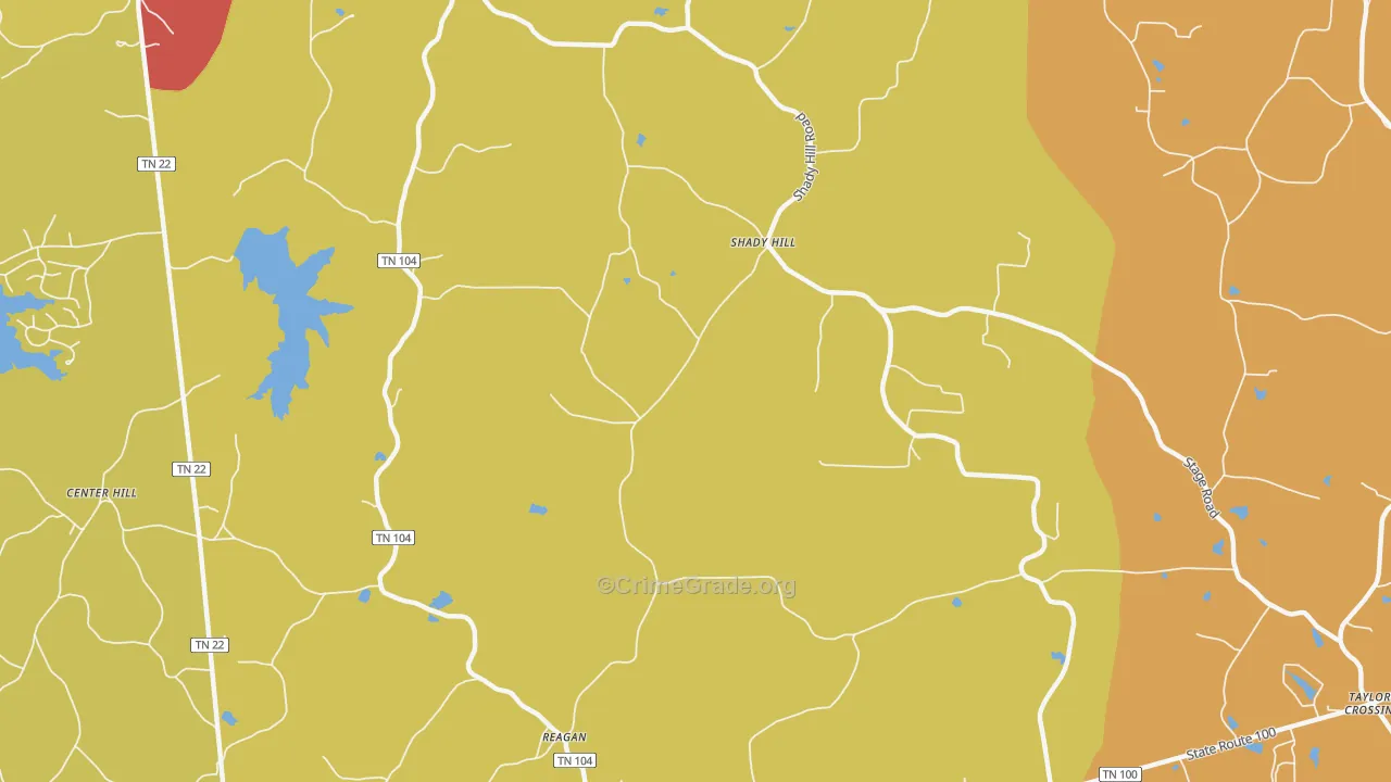 Shady Hill, TN Map of Vandalism Rates