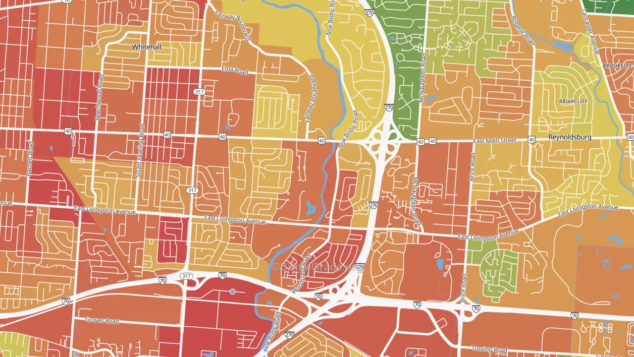 Shady Lane, Columbus, OH Map of Vandalism Rates