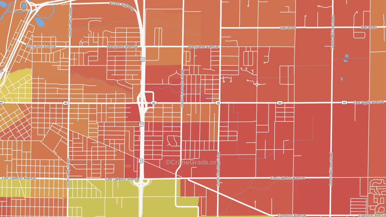 Shady Park Neighbourhood, Muskegon, MI Map of Vandalism Rates