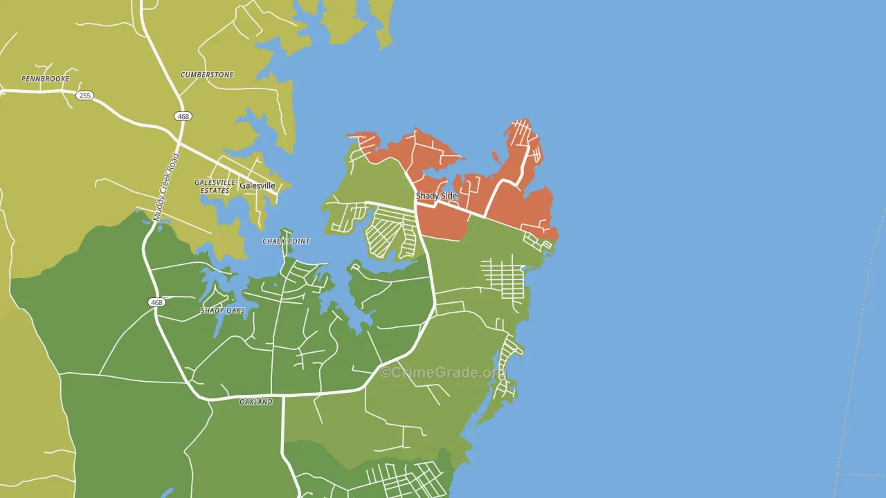 Shady Side, MD Map of Vandalism Rates