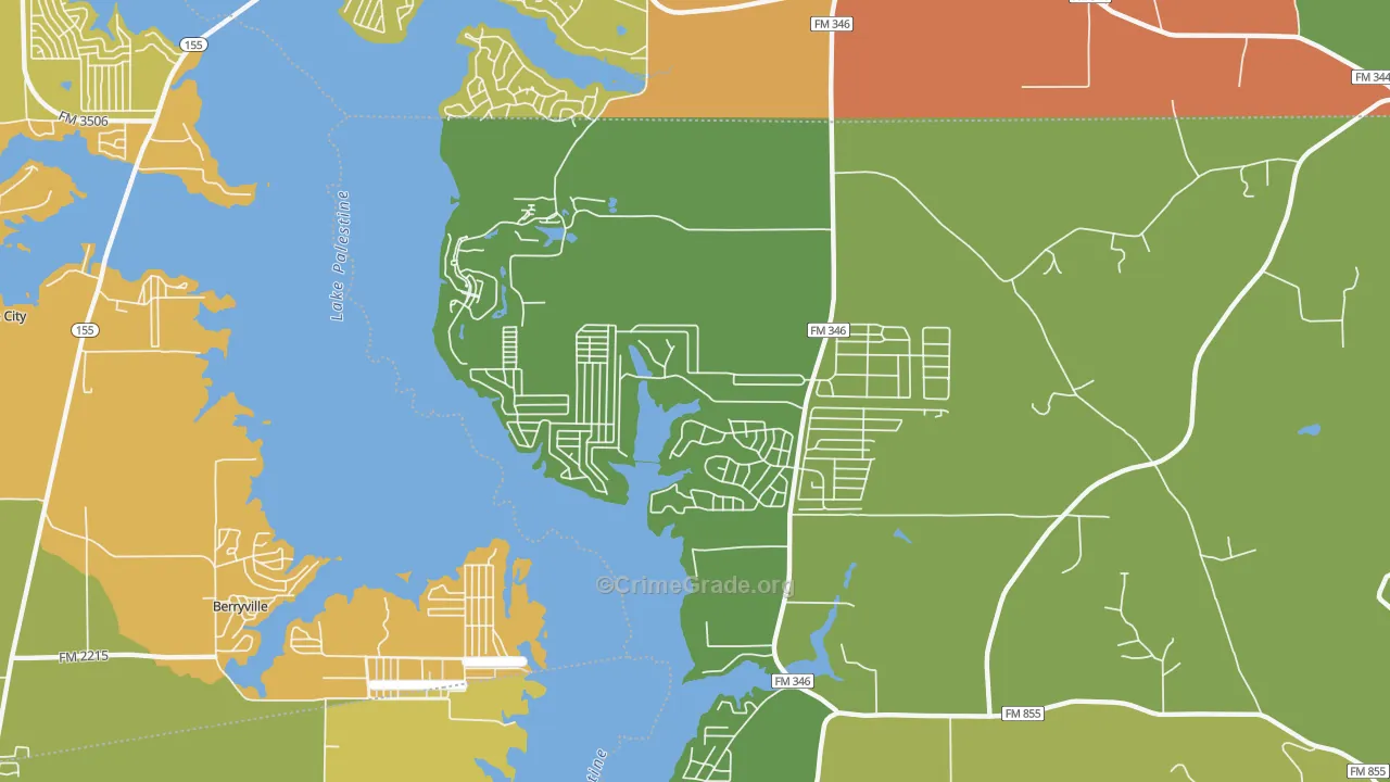 Shadybrook, TX Map of Vandalism Rates
