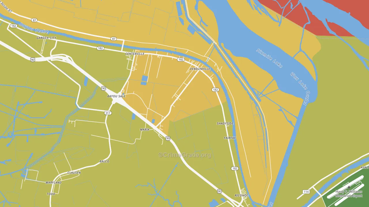 Shadyside, LA Map of Vandalism Rates
