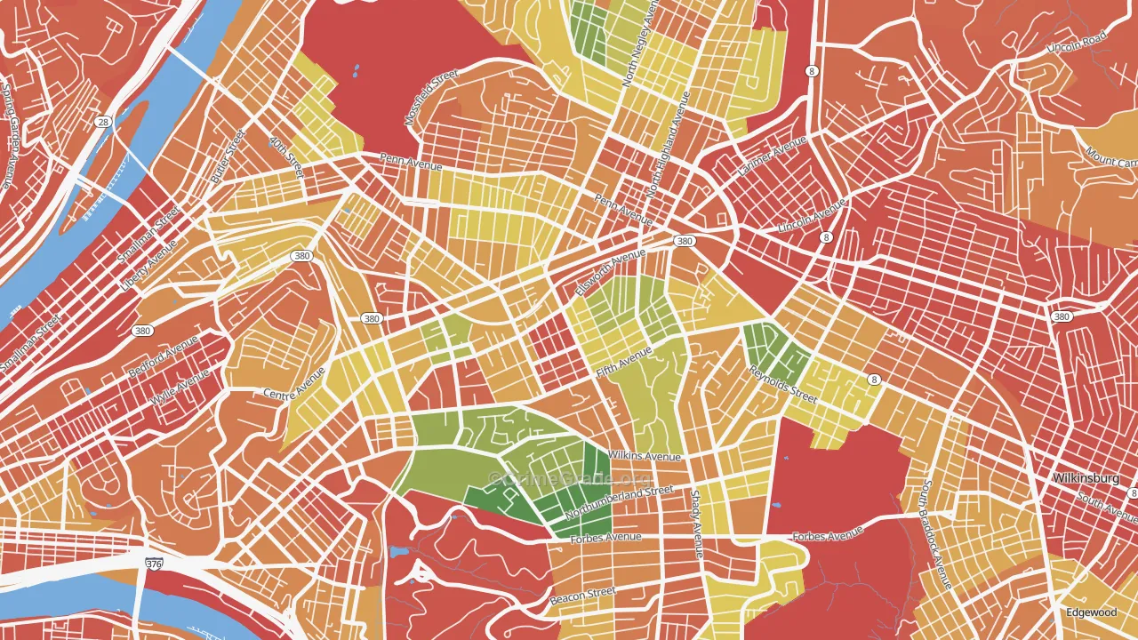 Shadyside, Pittsburgh, PA Map of Vandalism Rates