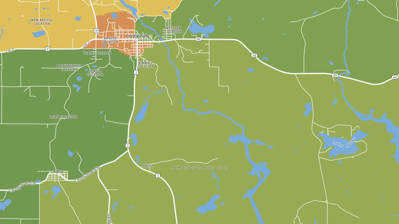 Shafer Location, MI Map of Vandalism Rates