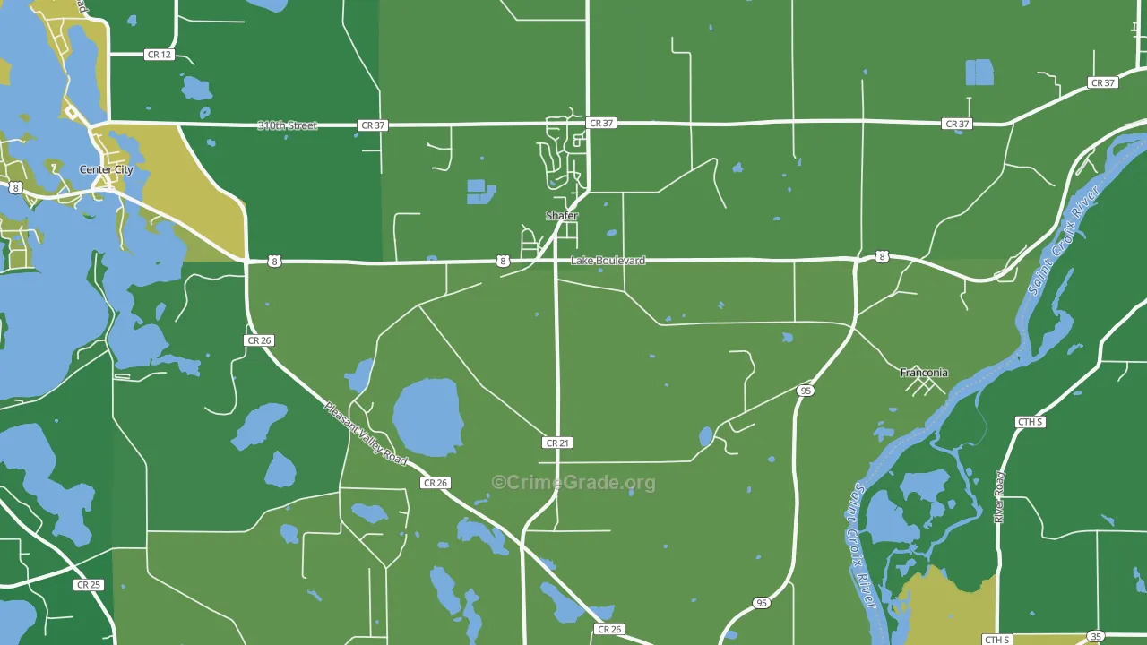 Shafer, MN Map of Vandalism Rates
