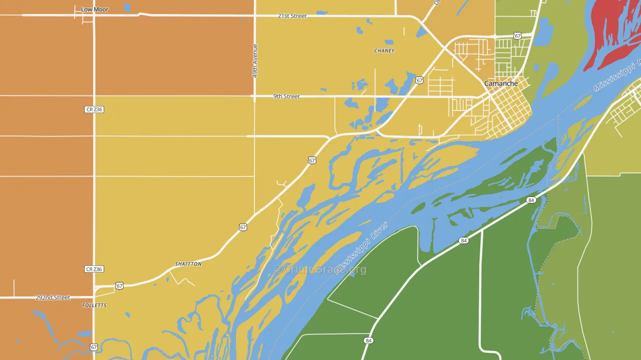 Shaffton, IA Map of Vandalism Rates