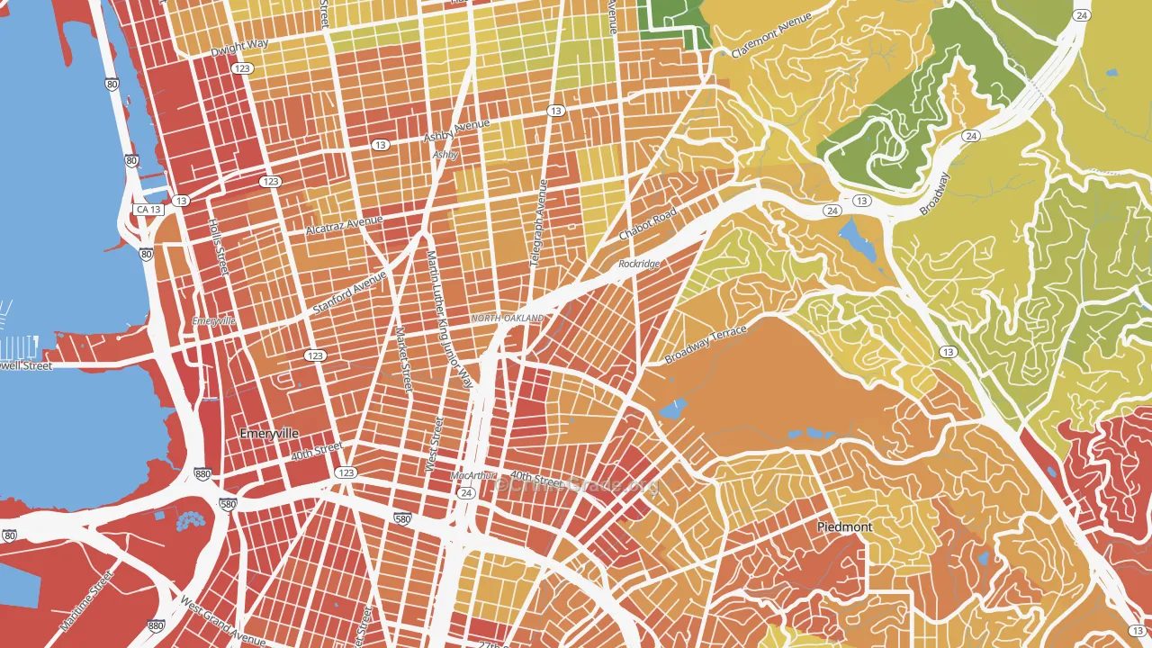 Shafter, Oakland, CA Map of Vandalism Rates