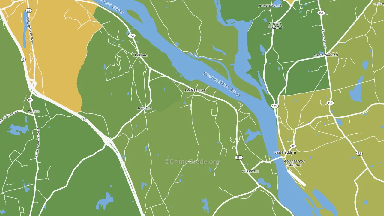 Shailerville, CT Map of Vandalism Rates