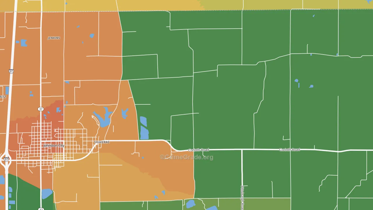 Shakerag, IL Map of Vandalism Rates
