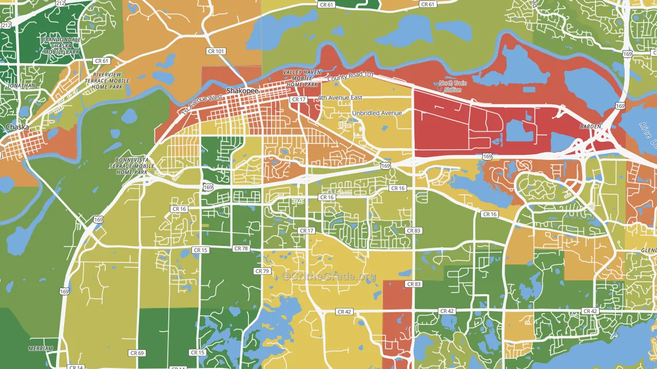Shakopee, MN Map of Vandalism Rates