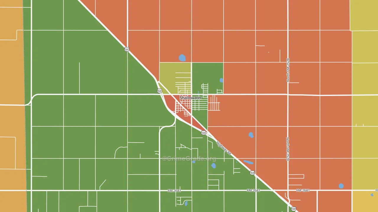 Shallowater, TX Map of Vandalism Rates