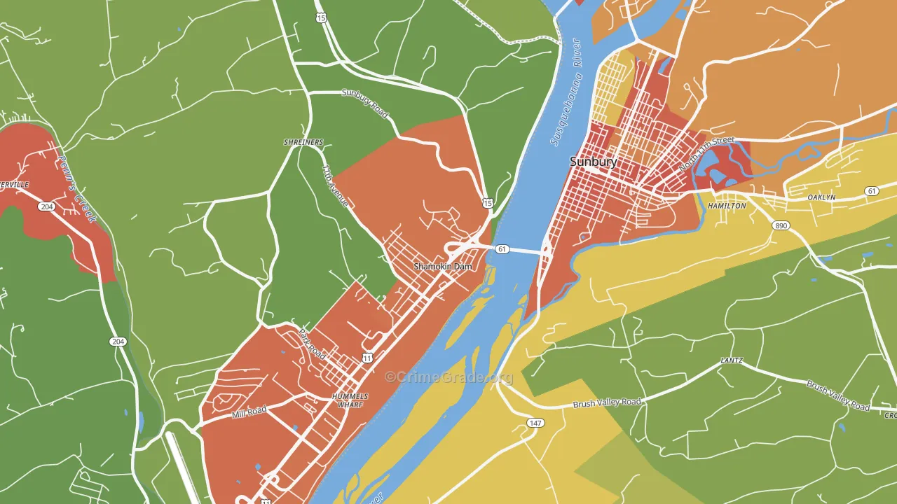Shamokin Dam, PA Map of Vandalism Rates