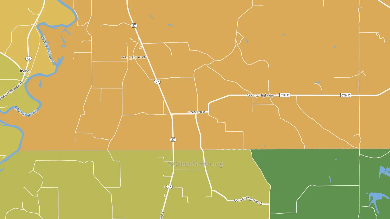 Shamrock, WI Map of Vandalism Rates
