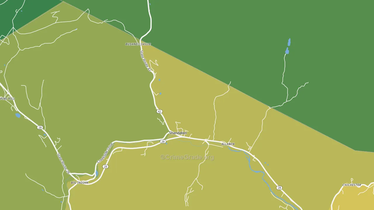 Shandaken, NY Map of Vandalism Rates